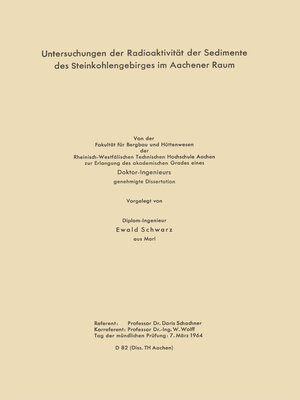 cover image of Untersuchungen der Radioaktivität der Sedimente des Steinkohlengebirges im Aachener Raum
